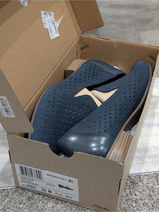 Clarks Shoes - Clarks Collection Perforated Navy Blue Slip-On Loafers Size 10 M